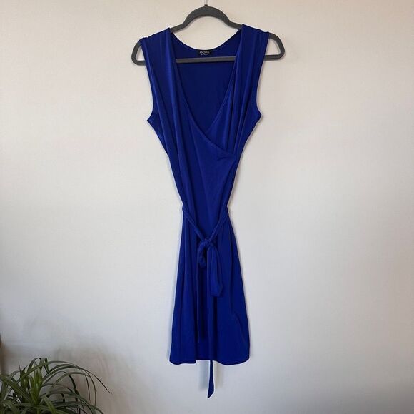 Angvns Women's Faux Wrap Colbalt Blue Midi Dress S - Picture 14 of 14